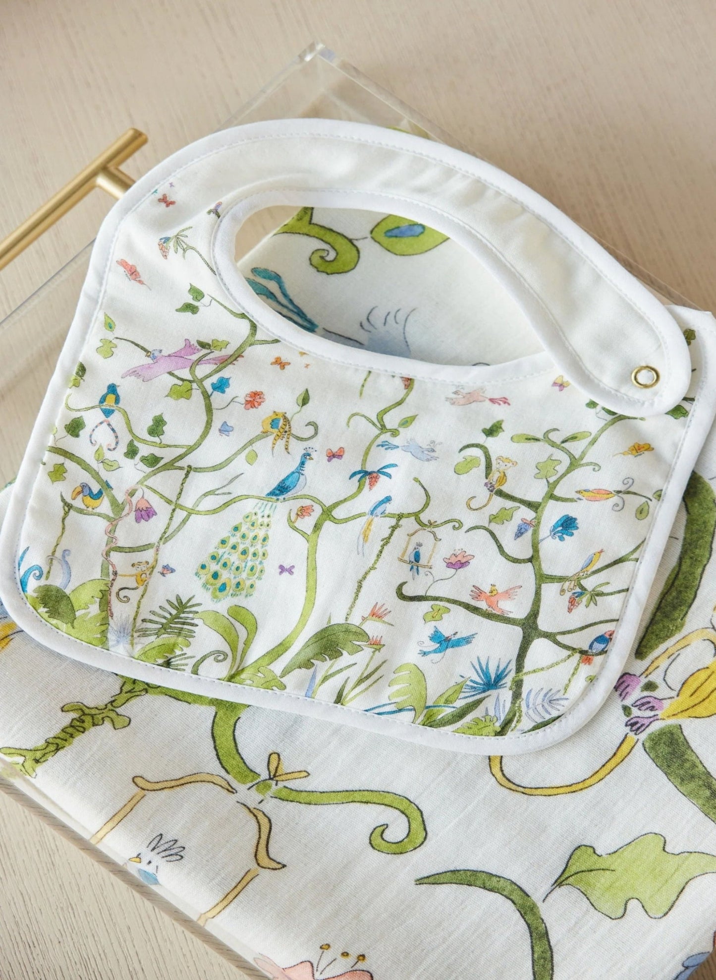 Tummytime Bib & Shawl Blanket Set - Tropical Chinoiserie