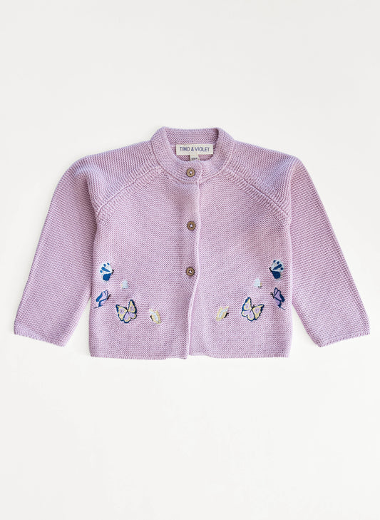 Embroidered Butterfly Knit Cardigan