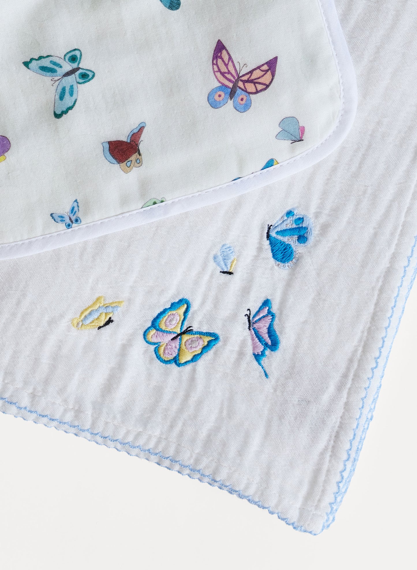 Heirloom Embroidered Shawl Blanket & Bib Set-Madame Butterfly