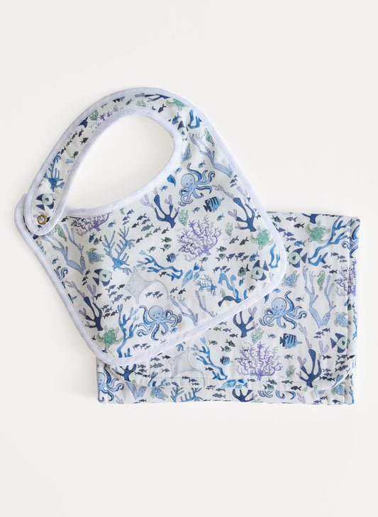 Baby Essentials Bib & Burp Set - Coral Reef