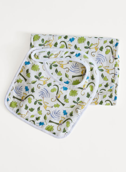 Baby Essentials Bib & Burp Set - Happy Monkey