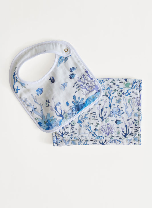 Baby Essentials Bib & Burp Set - Under the Sea