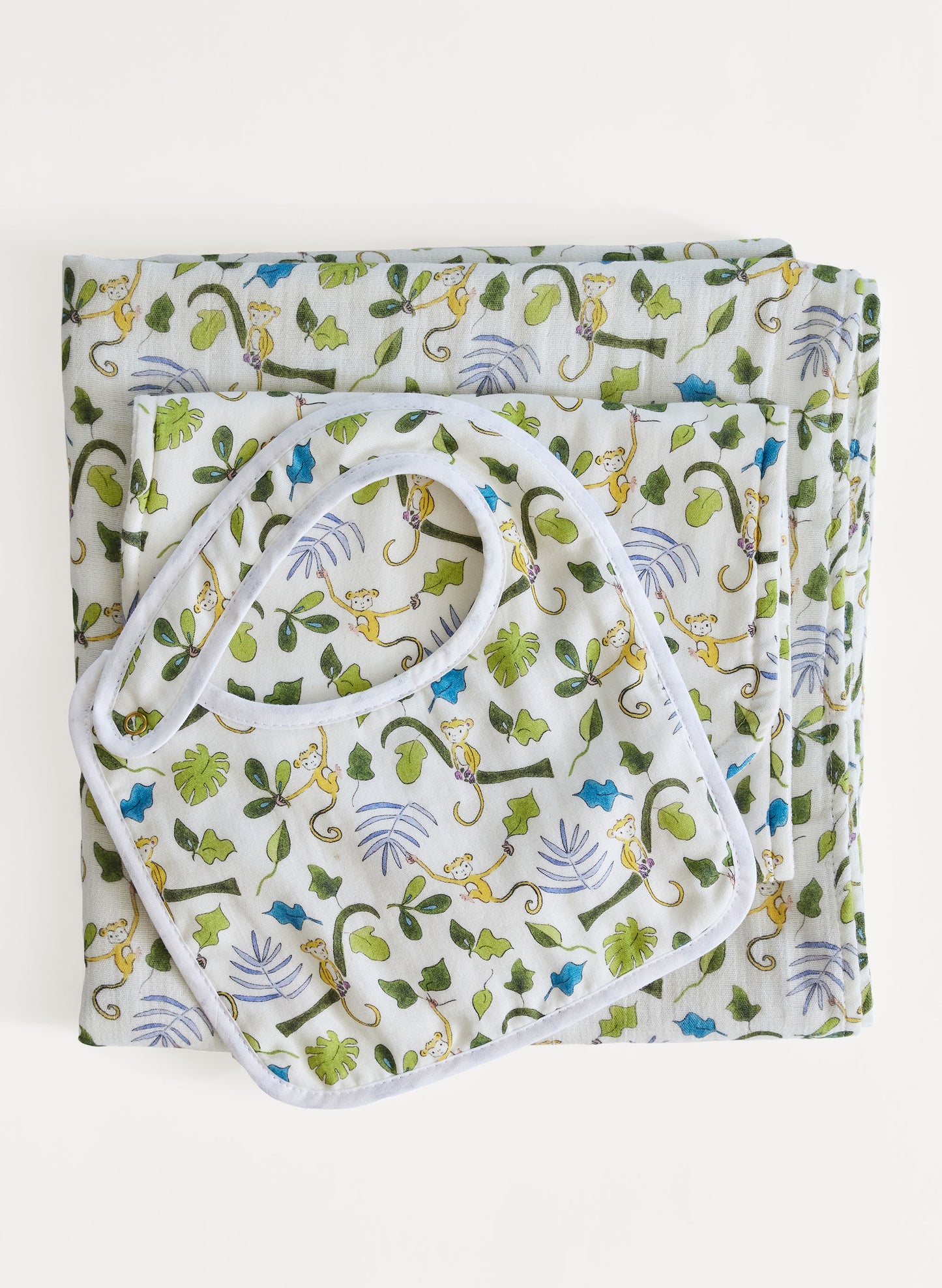 Oh Baby! Shawl Blanket, Bib & Burp Set-Happy Monkey