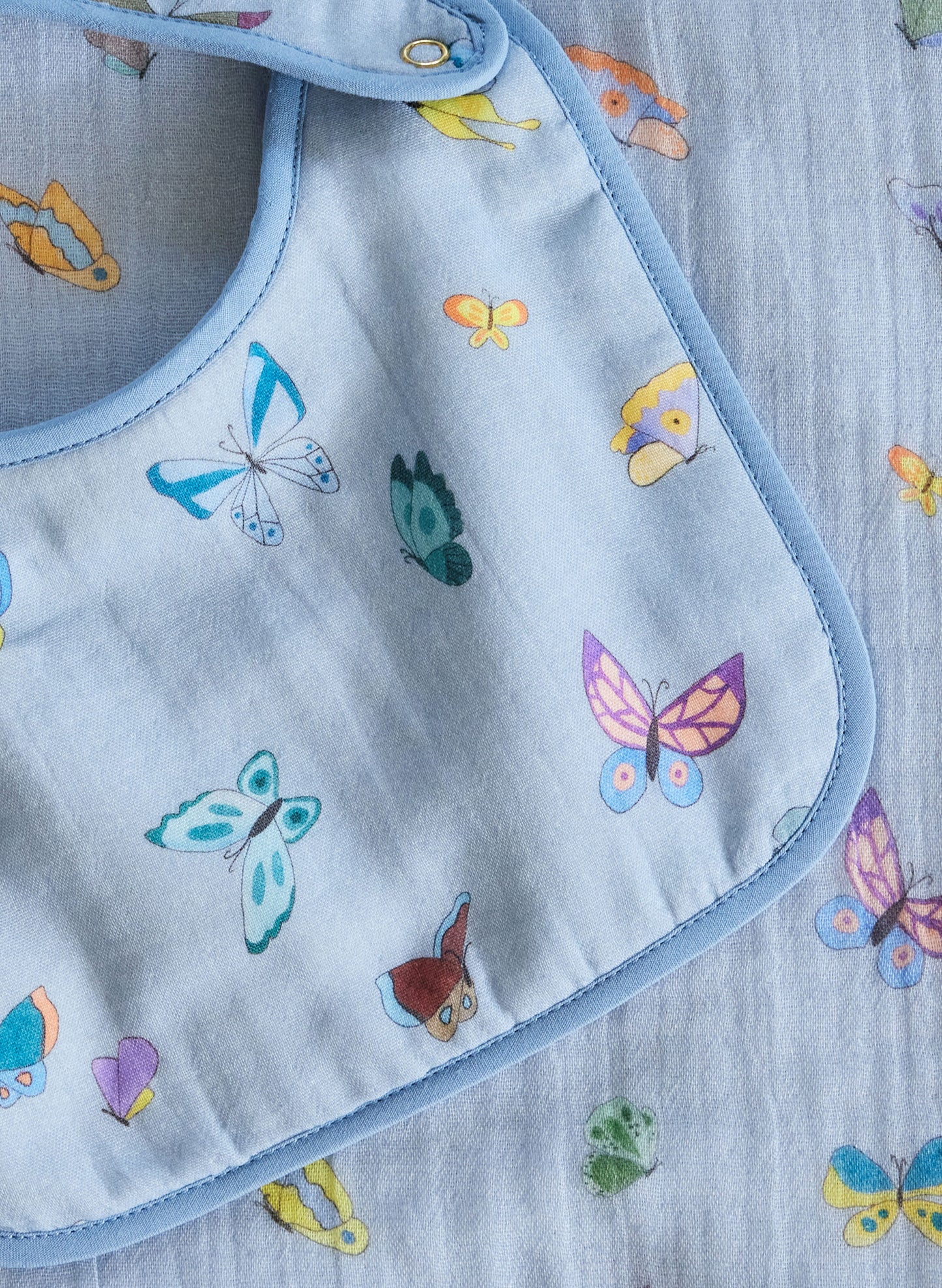 Tummytime Bib & Shawl Blanket Set - Blue Madame Butterfly