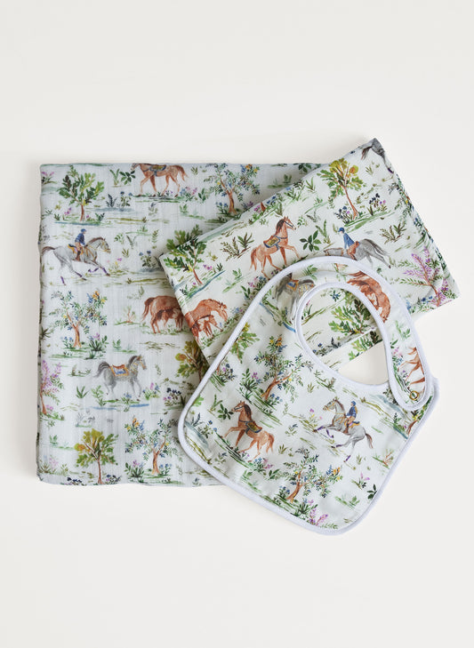 Oh Baby! Shawl Blanket, Bib & Burp Set - Hunter Pace