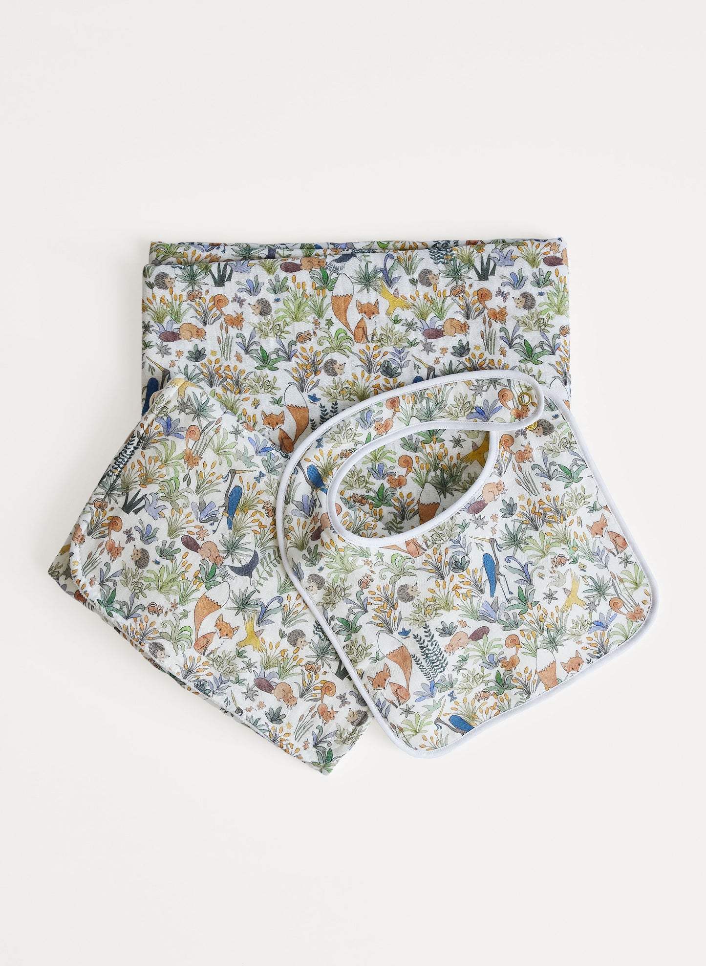 Oh Baby! Shawl Blanket, Bib & Burp Set-Foxy Forest
