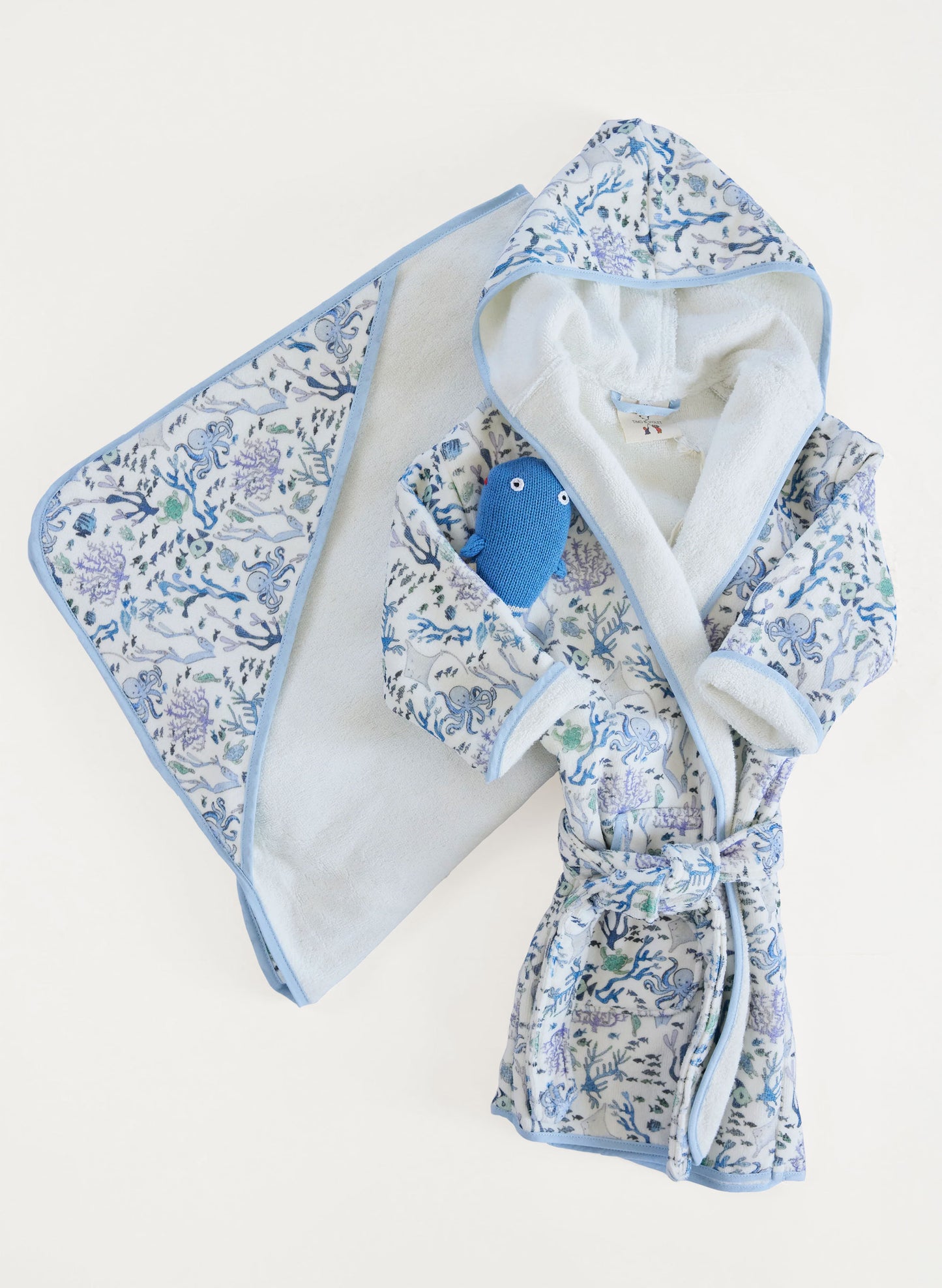 Coral Reef Robe and Hooded Towel Bath-Time Gift Set