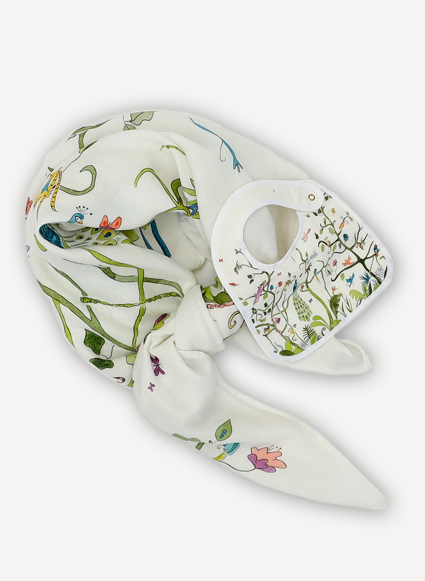Tummytime Bib & Shawl Blanket Set - Tropical Chinoiserie