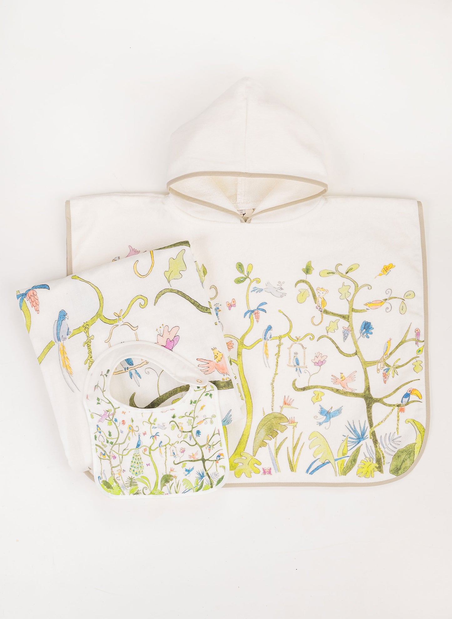 Tropical Chinoisorie Bundle - Shawl Blanket, Poncho, and Bib