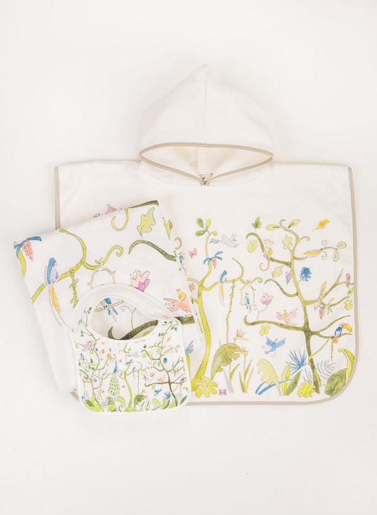 Tropical Chinoiserie Bundle - Shawl Blanket, Poncho, and Bib