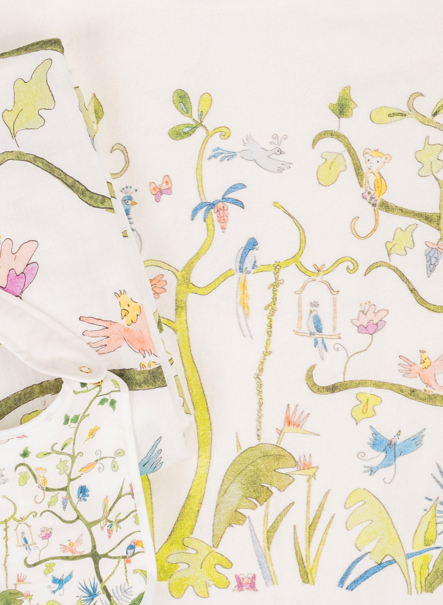 Tropical Chinoiserie Bundle - Shawl Blanket, Poncho, and Bib