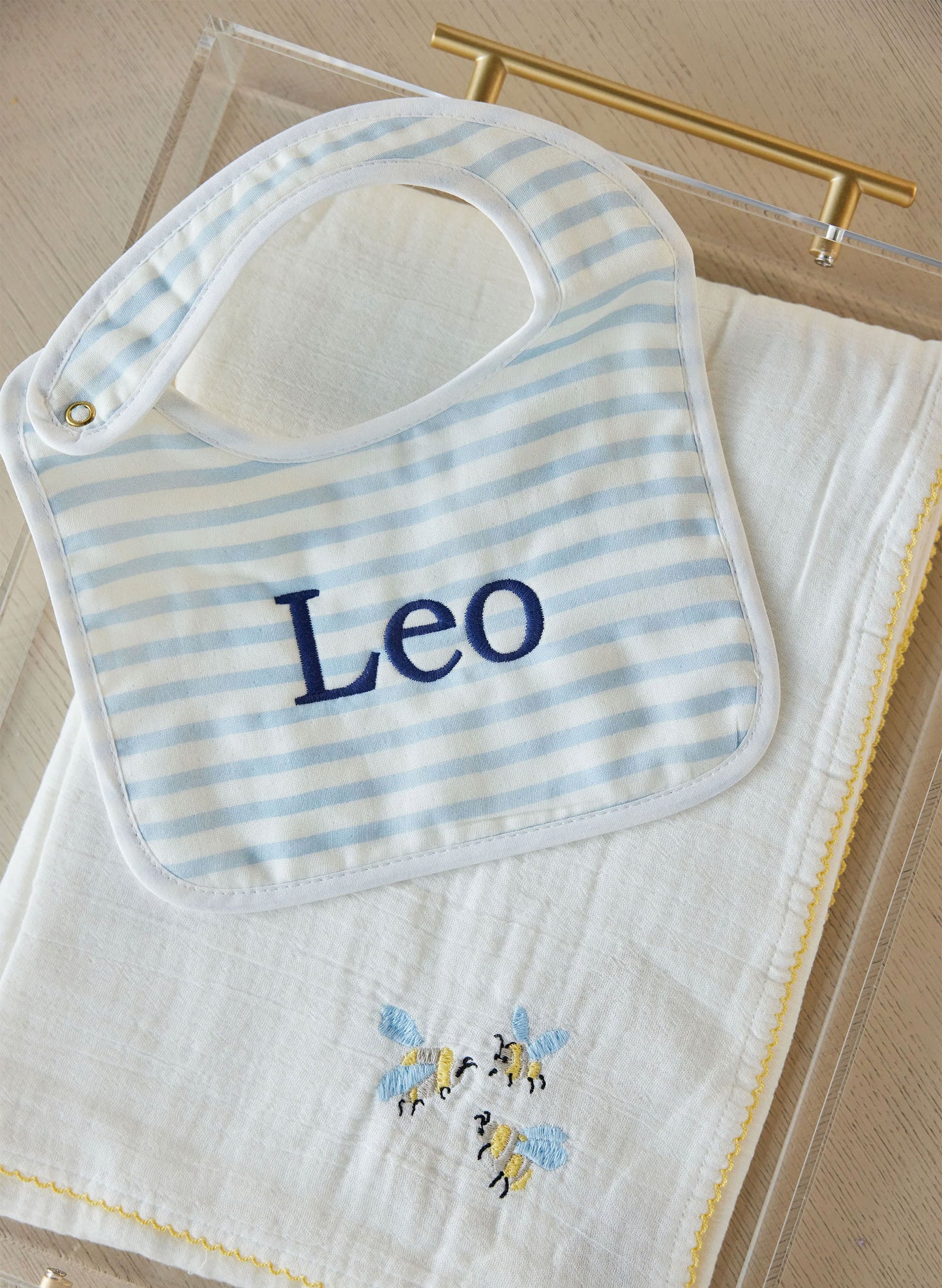Blue & White Striped Bib