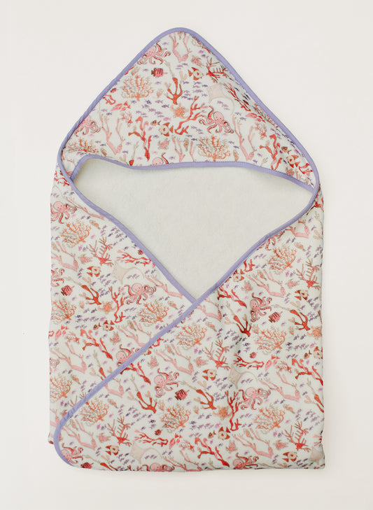 Rosy Coral Reef Hooded Bath Towel