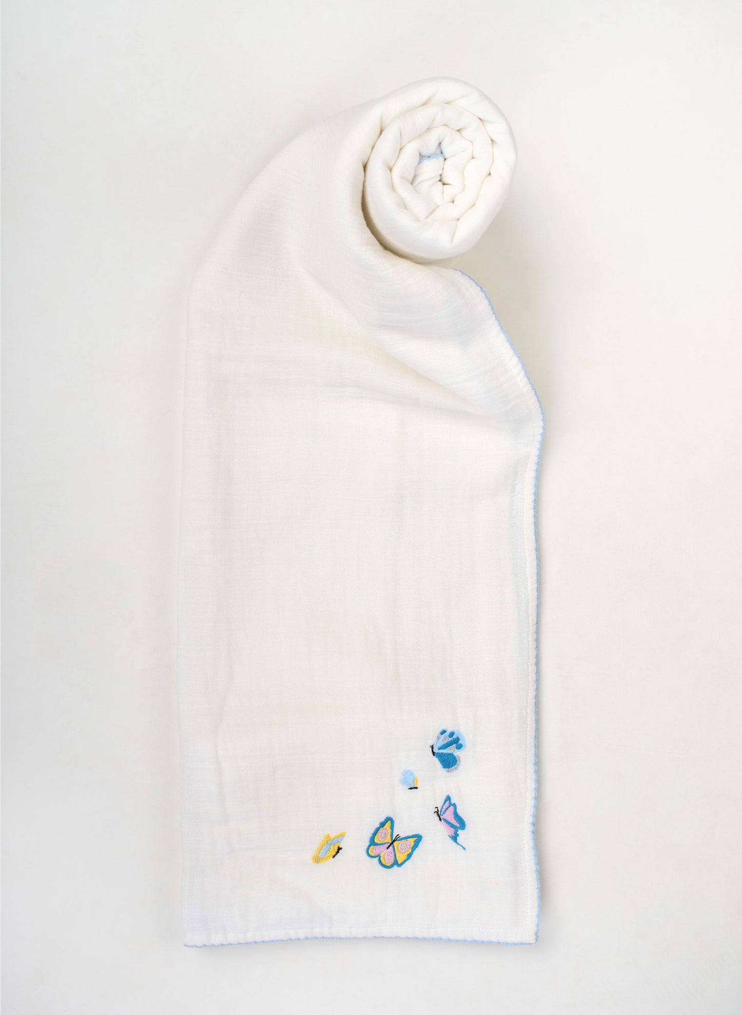 Heirloom Embroidered Shawl Blanket & Bib Set-Madame Butterfly