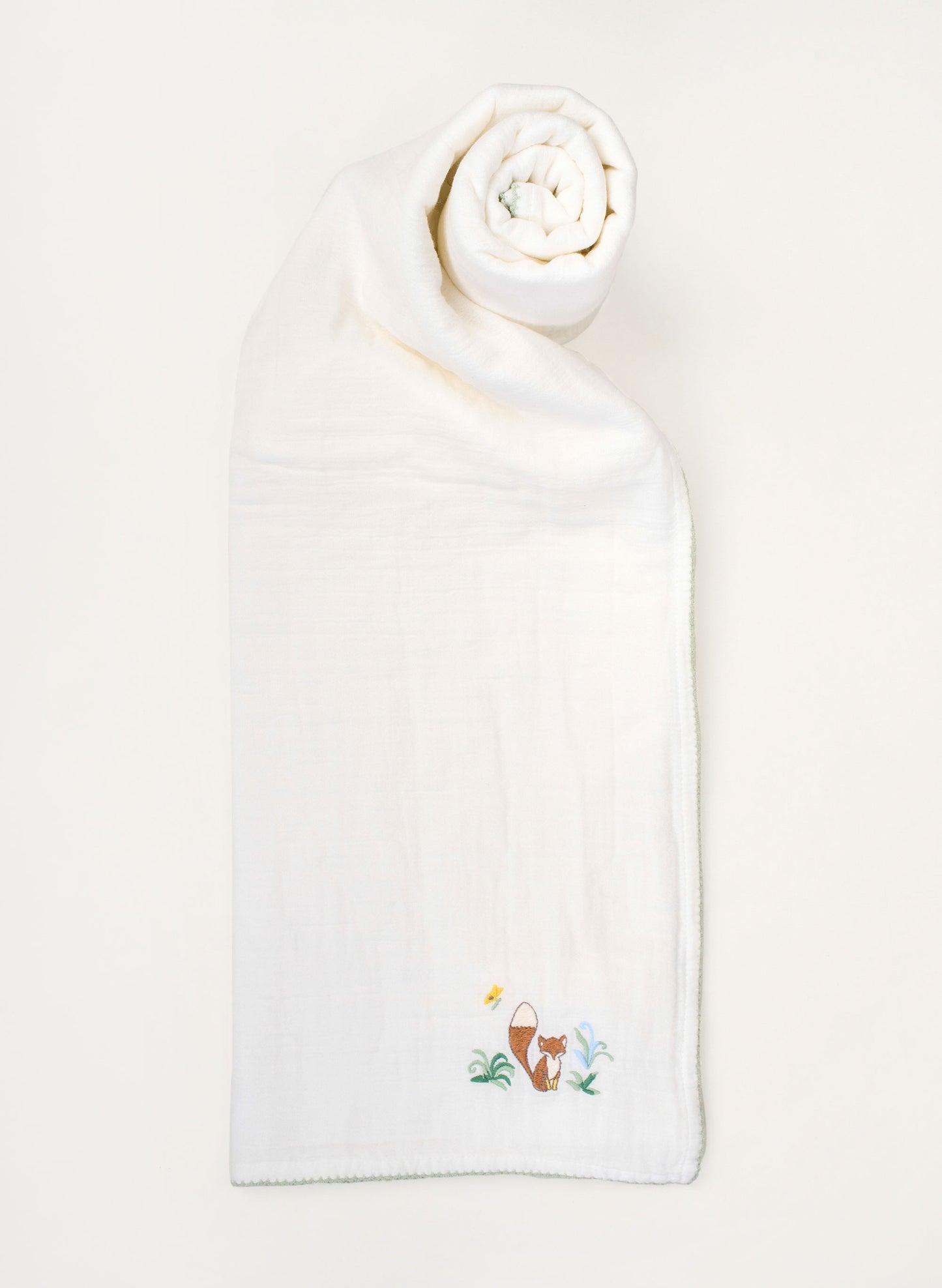 Fox Embroidered Shawl Blanket