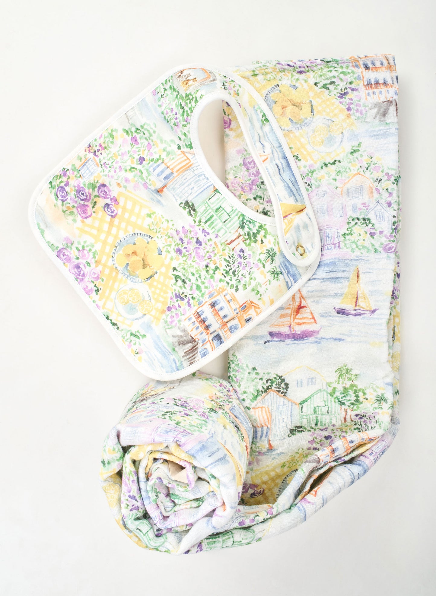 Tummytime Bib & Shawl Blanket Set-Limoncello