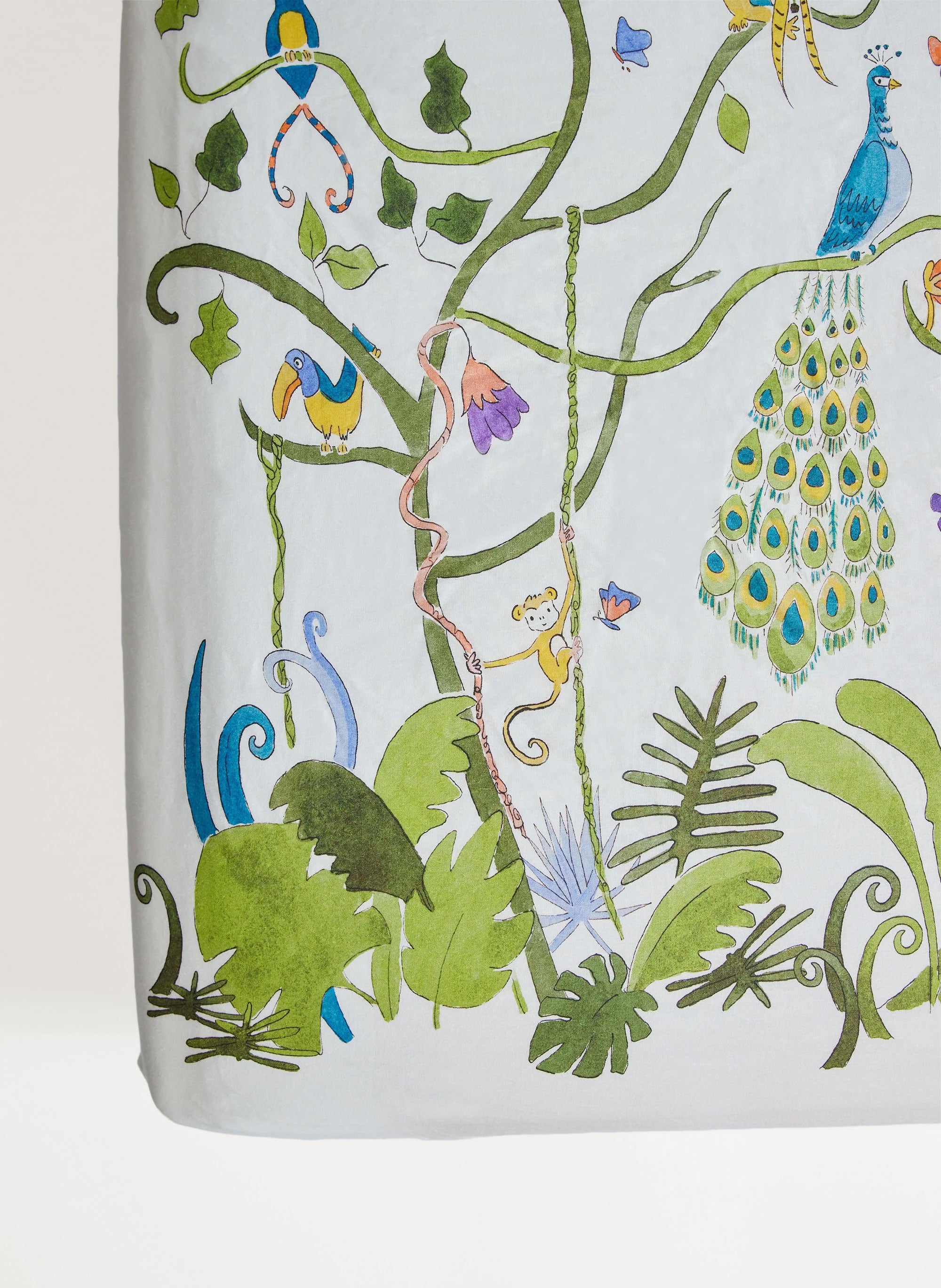 Tropical Chinoiserie Crib Sheet - Organic Cotton Baby Bedding