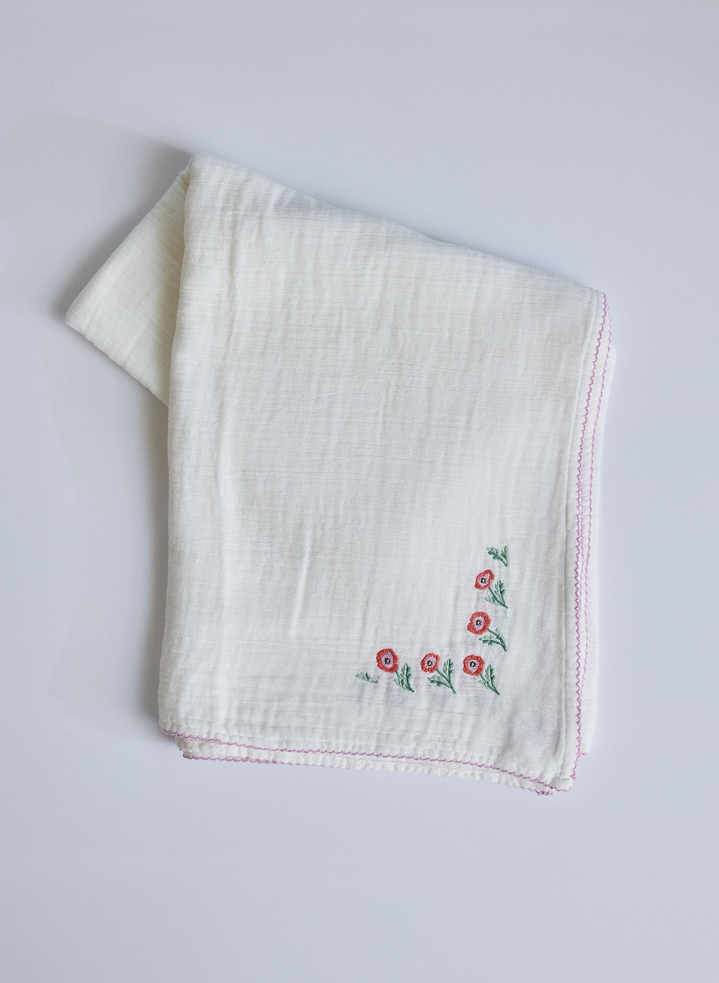 Poppy Embroidered Shawl Blanket