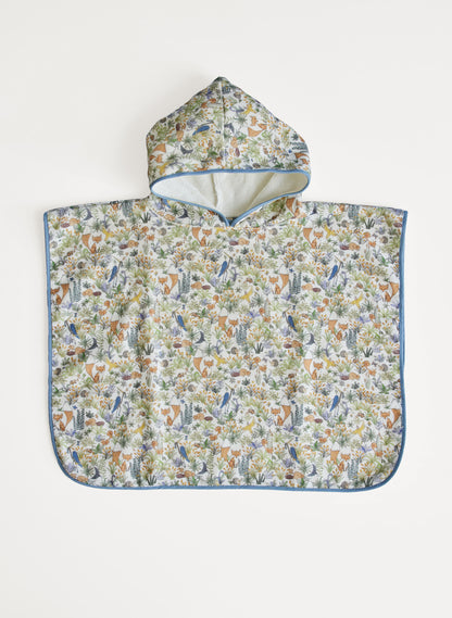 Children's organic cotton swim poncho, Foxy Forest
