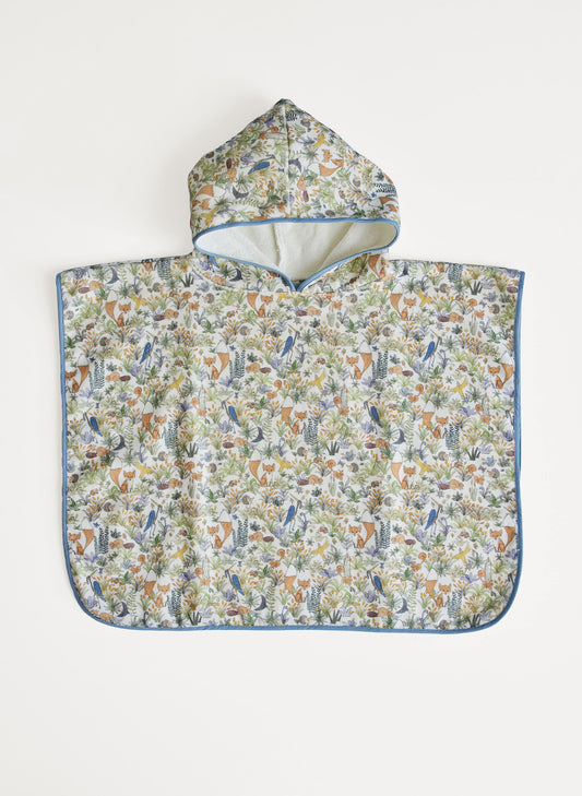 Children's organic cotton swim poncho, Foxy Forest