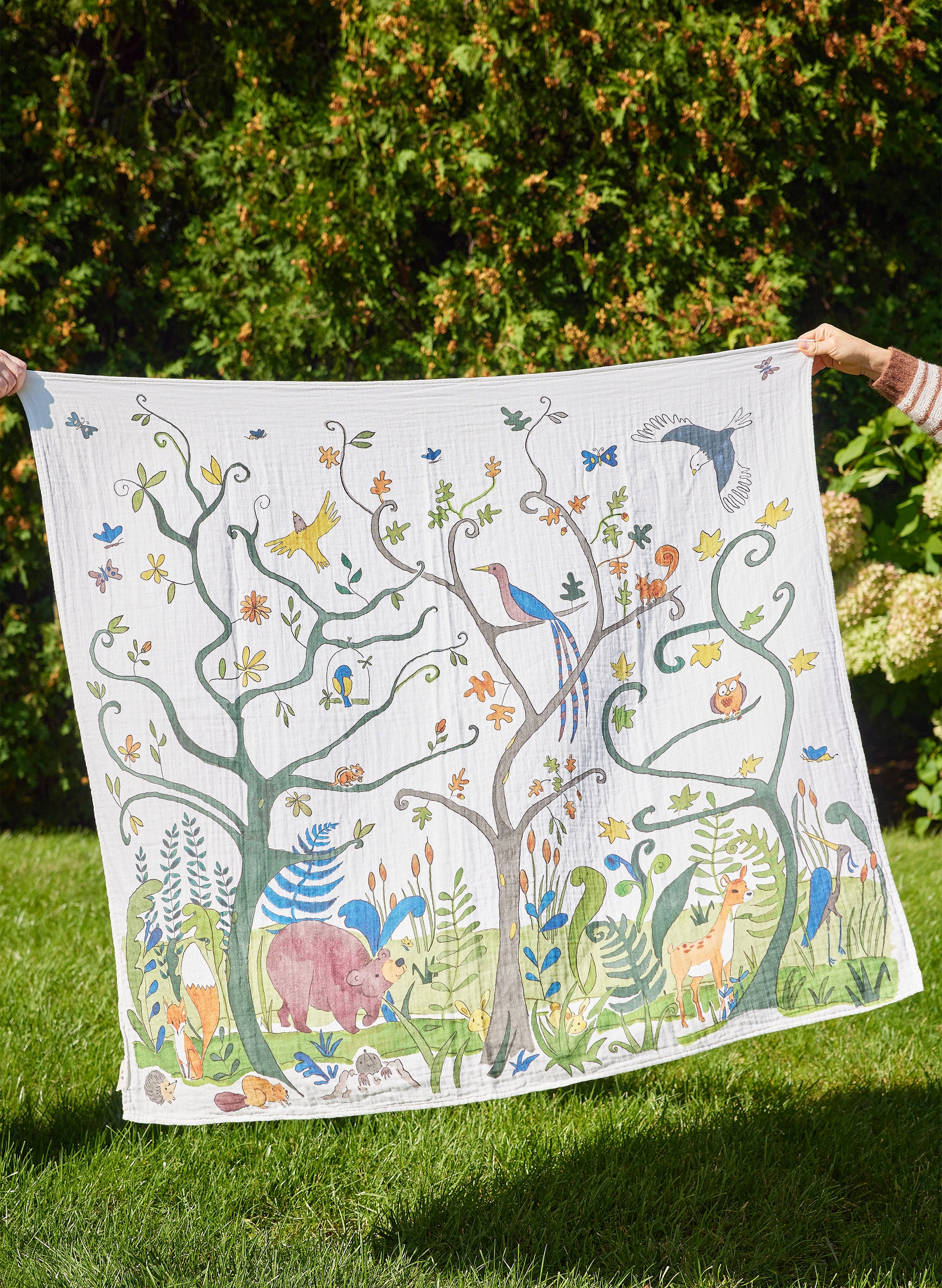 Alsatian Forest Shawl Blanket - Organic Cotton Muslin Baby Swaddle