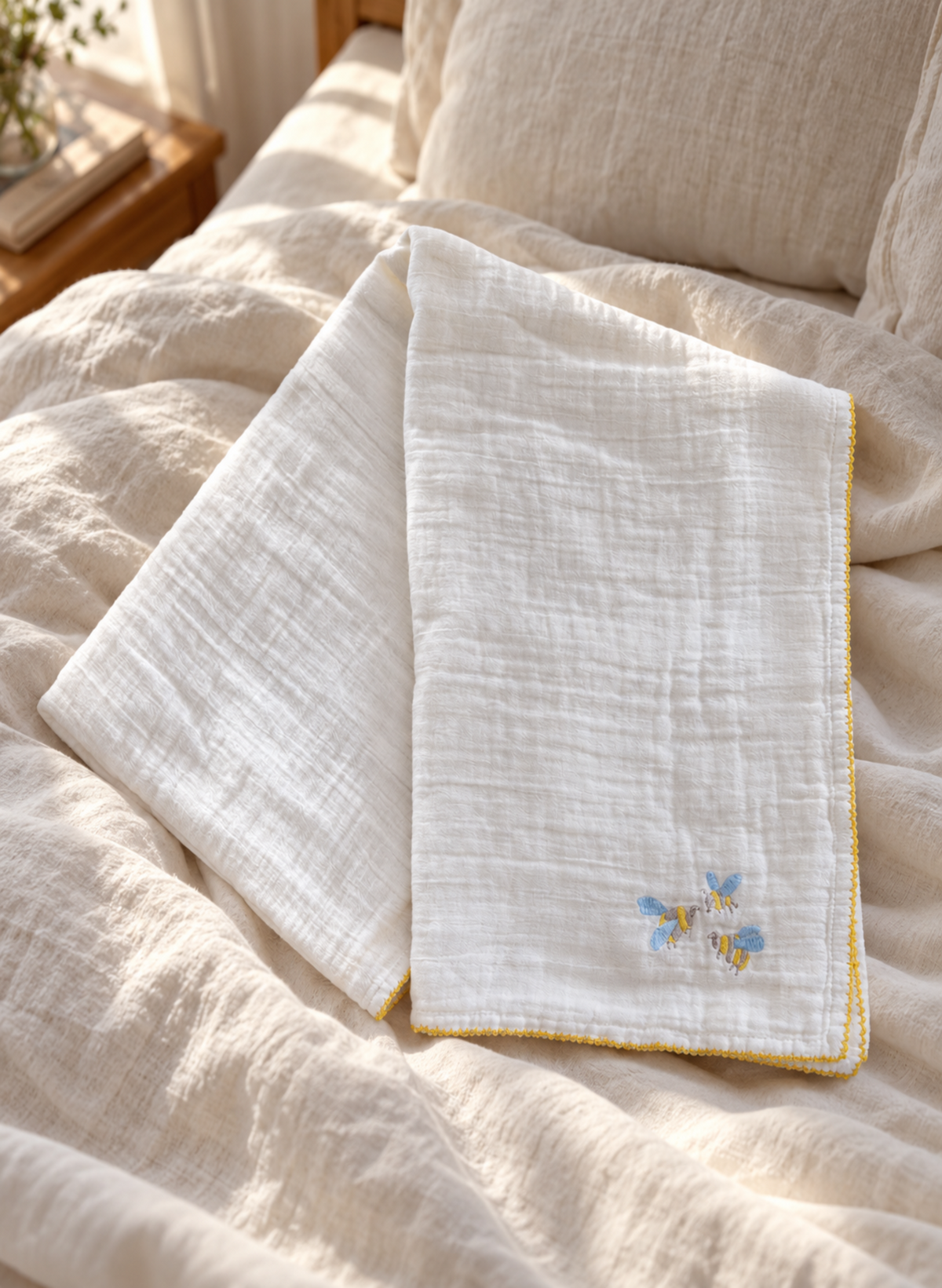 Embroidered Bee Blanket