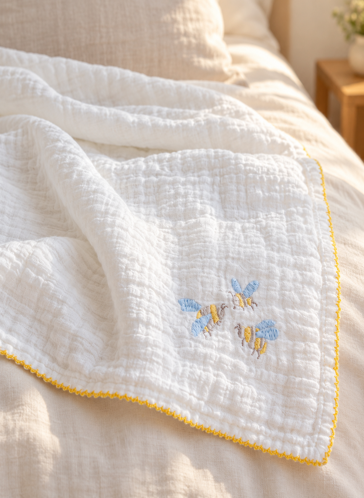Shawl Blanket - Embroidered Bee