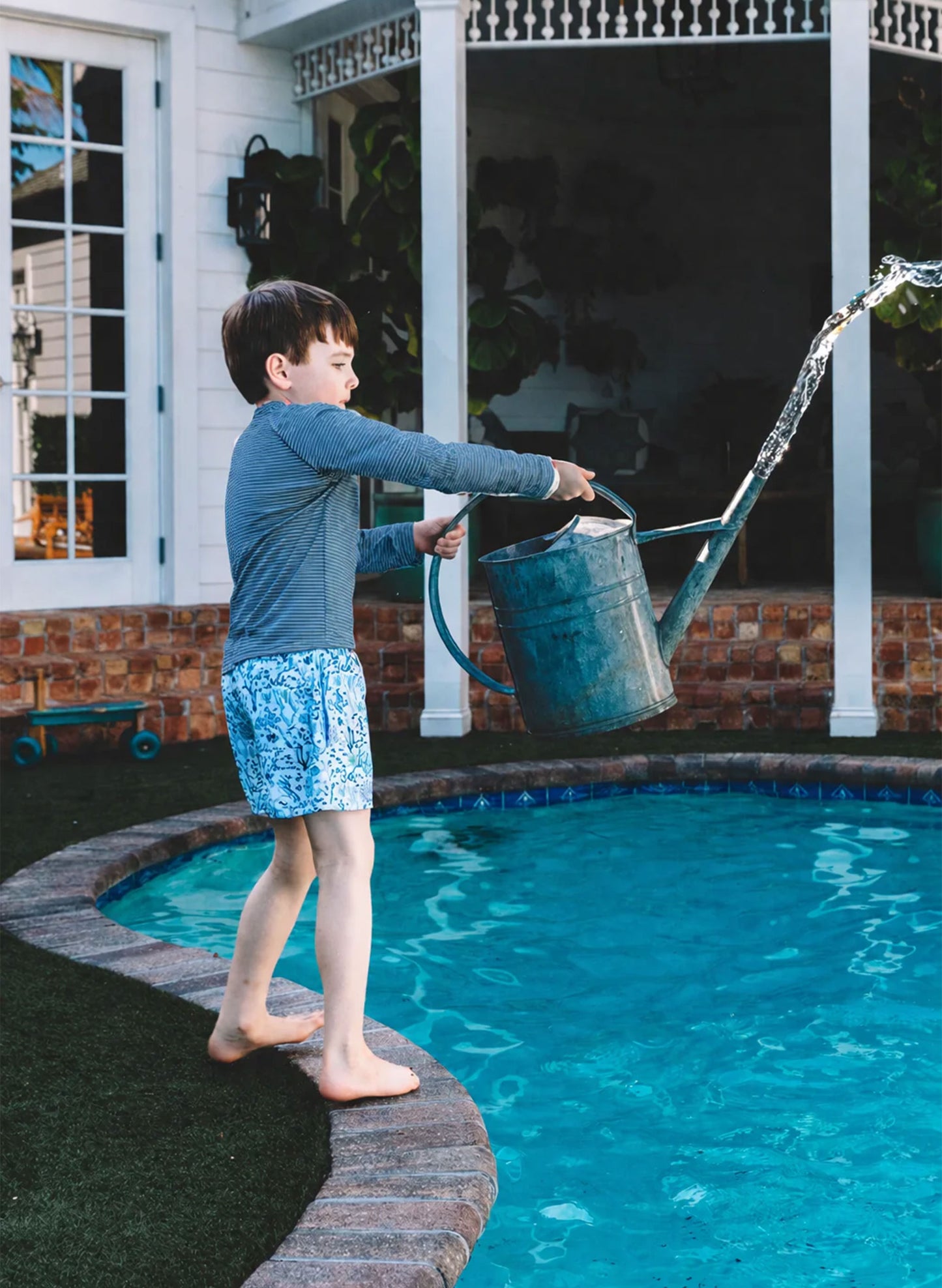 Boys Swim Short - Blue Coral Reef