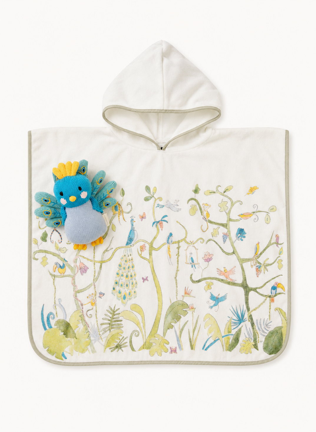 Children's Organic Swim Poncho - Tropical Chinoiserie and Violet the Peacock Gift Set