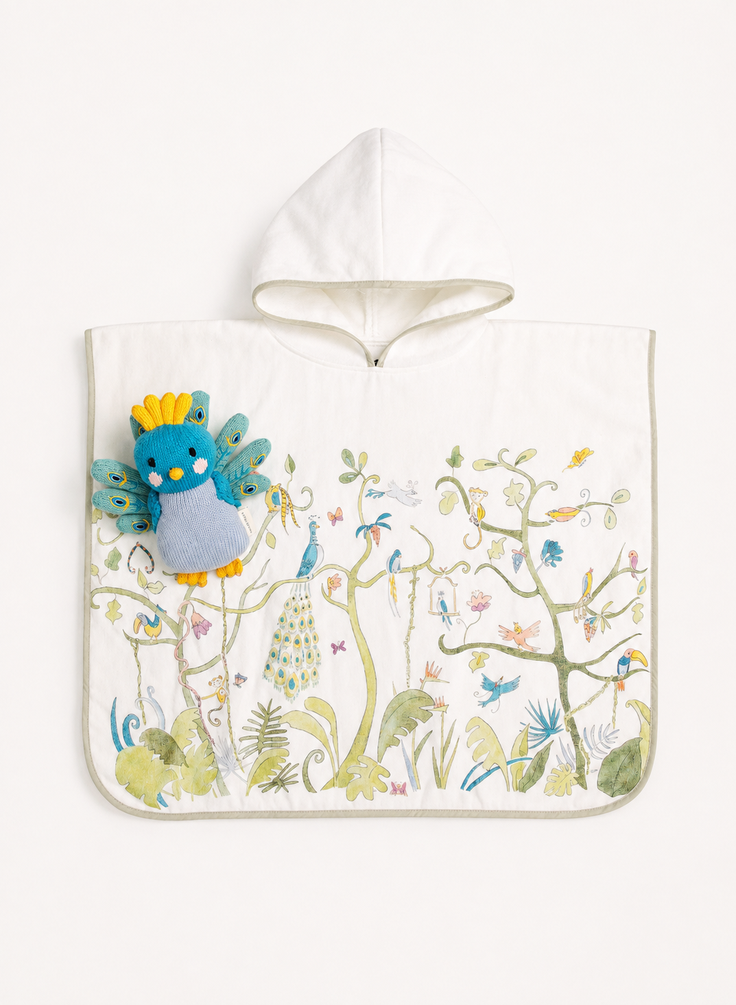 Children's Organic Swim Poncho - Tropical Chinoiserie and Violet the Peacock Gift Set