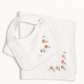 Baby Bib and Shawl Blanket - Embroidered Poppy
