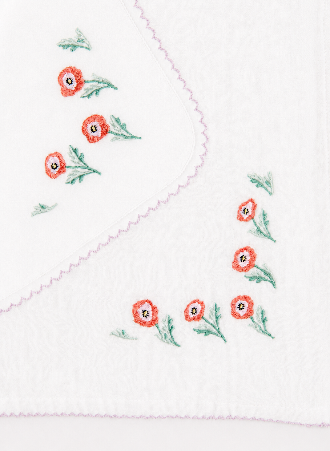 Baby Bib and Shawl Blanket - Embroidered Poppy
