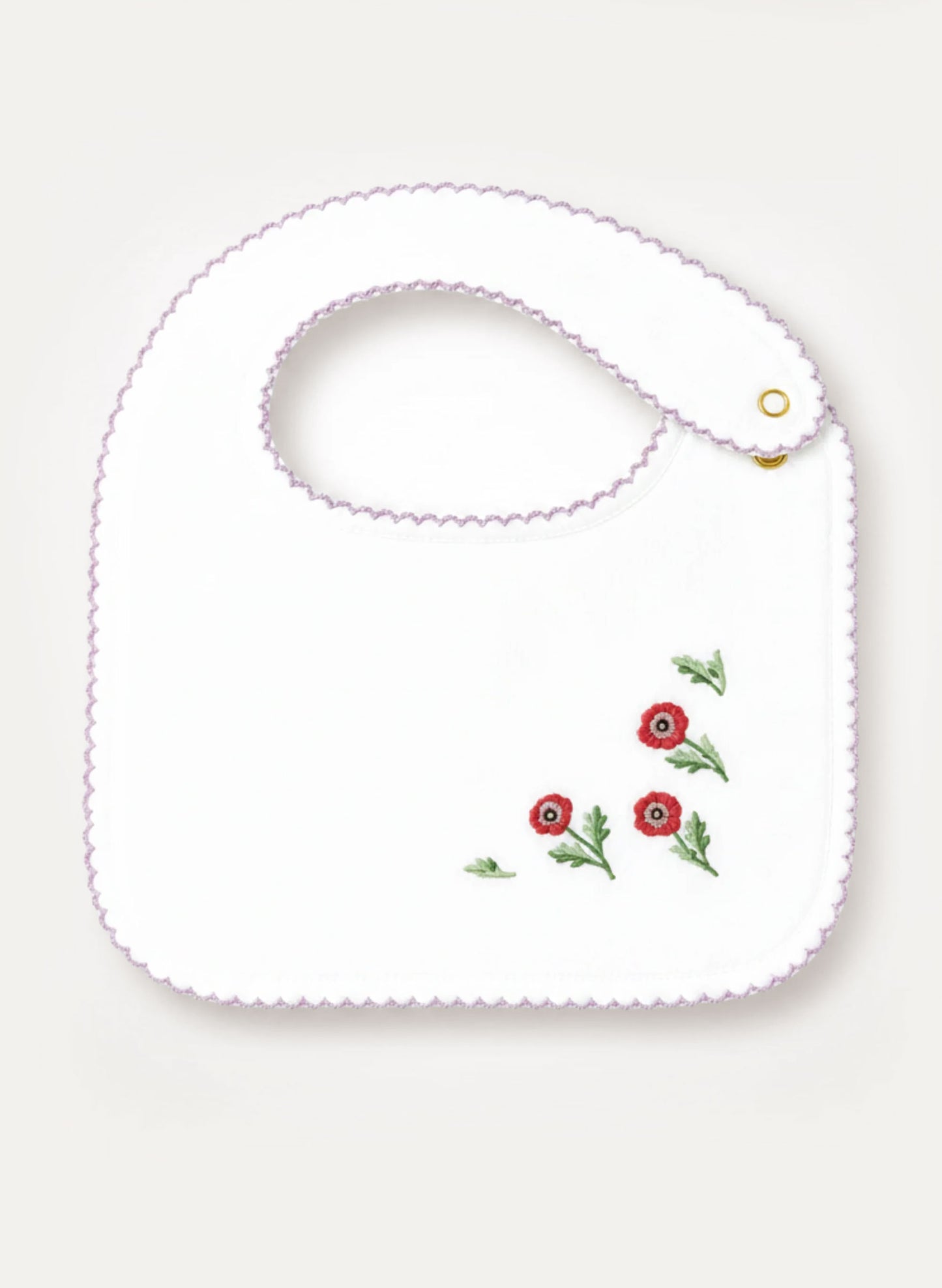 Classic Bib - Embroidered Poppy