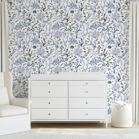 Coral Reef Wallpaper in White