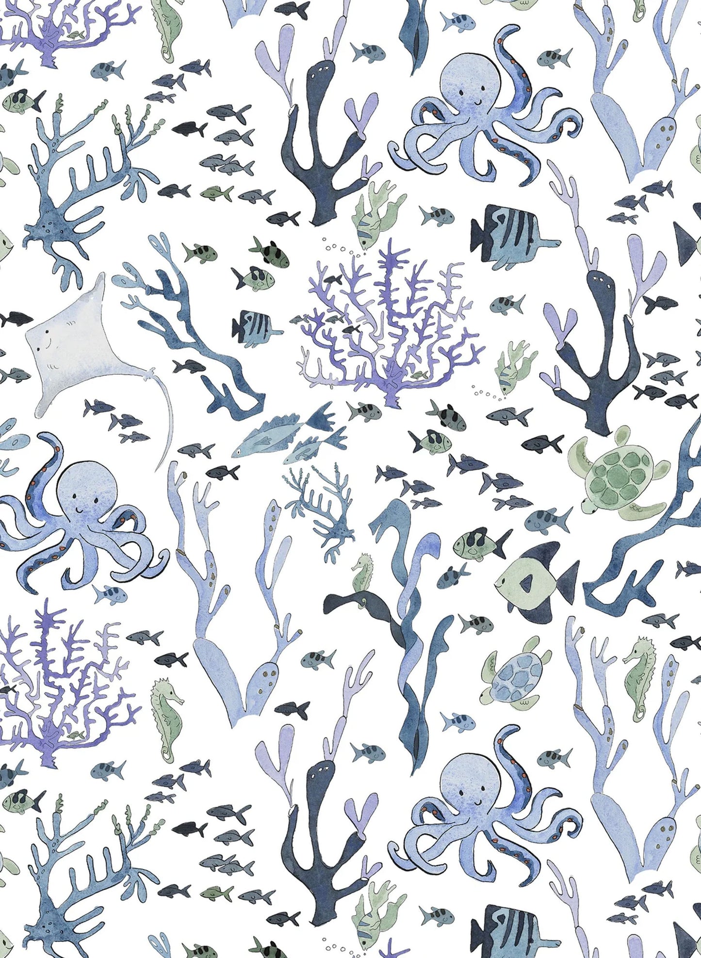 Coral Reef Wallpaper in White