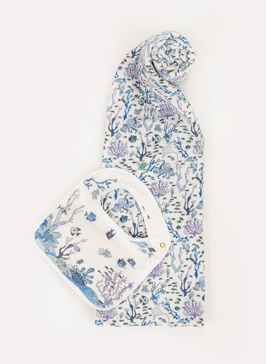 Baby Bib & Shawl Blanket Set - Under the Sea