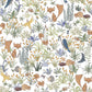 Pattern of forest animals and plants on a white background