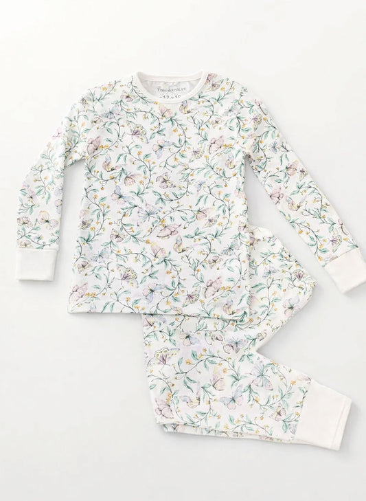 Floral pajama set on a white background