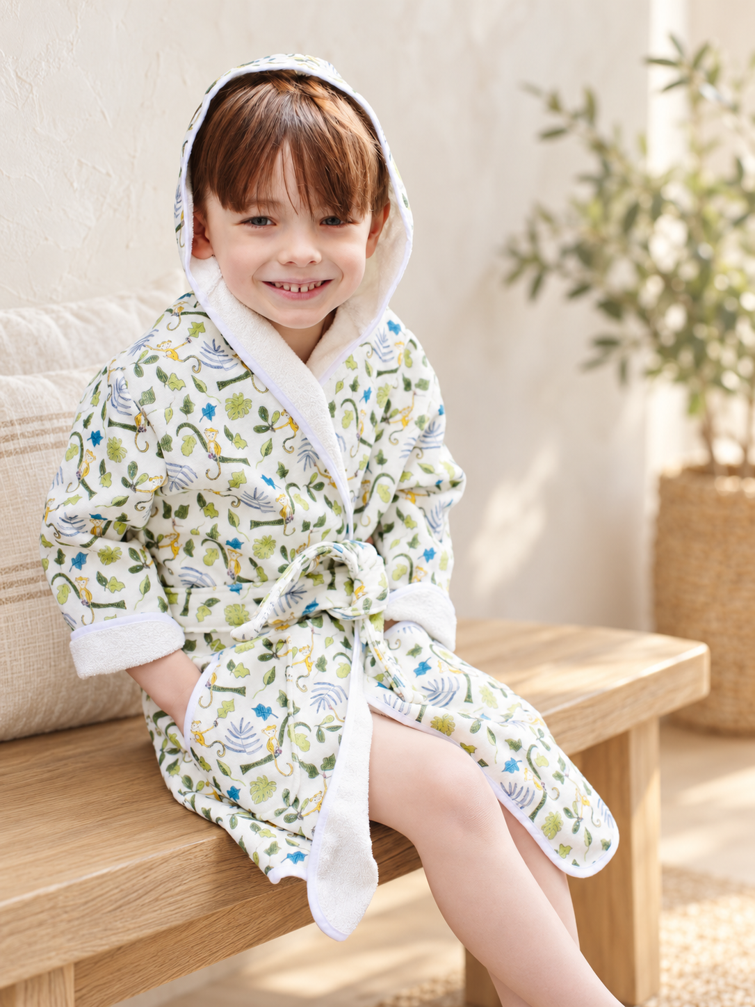 Organic Children’s Bathrobe - Happy Monkey