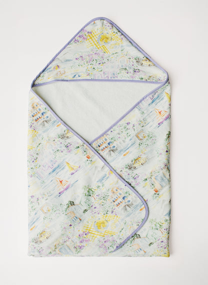 Children's organic cotton hooded bath towel, Limoncello