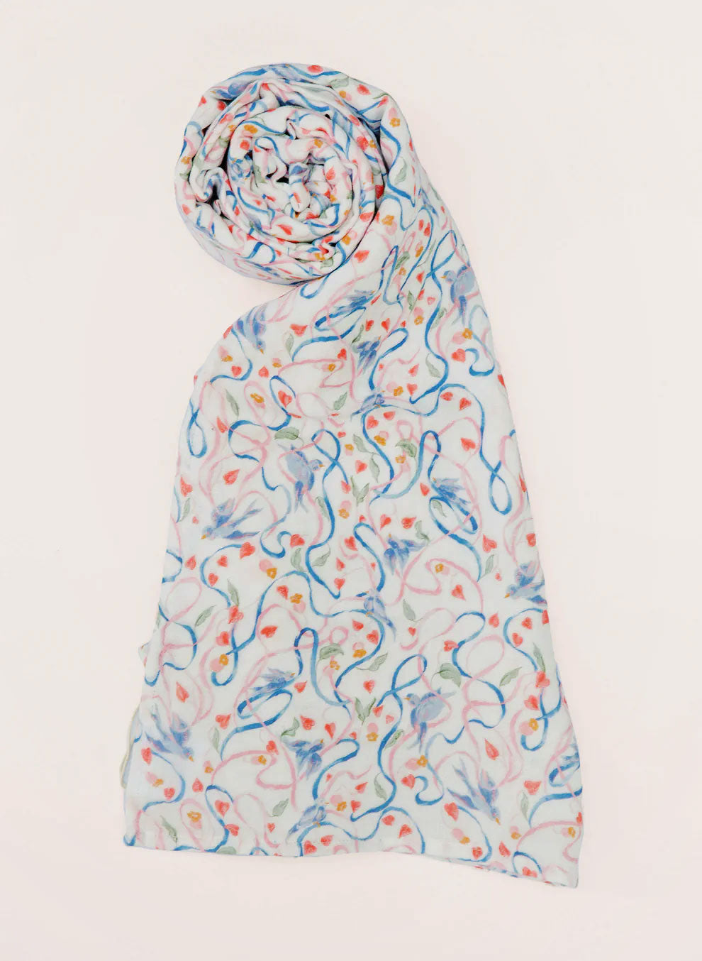 Floral patterned scarf on a light background