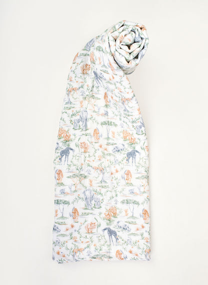 Organic cotton muslin shawl blanket, Sweet Savanna