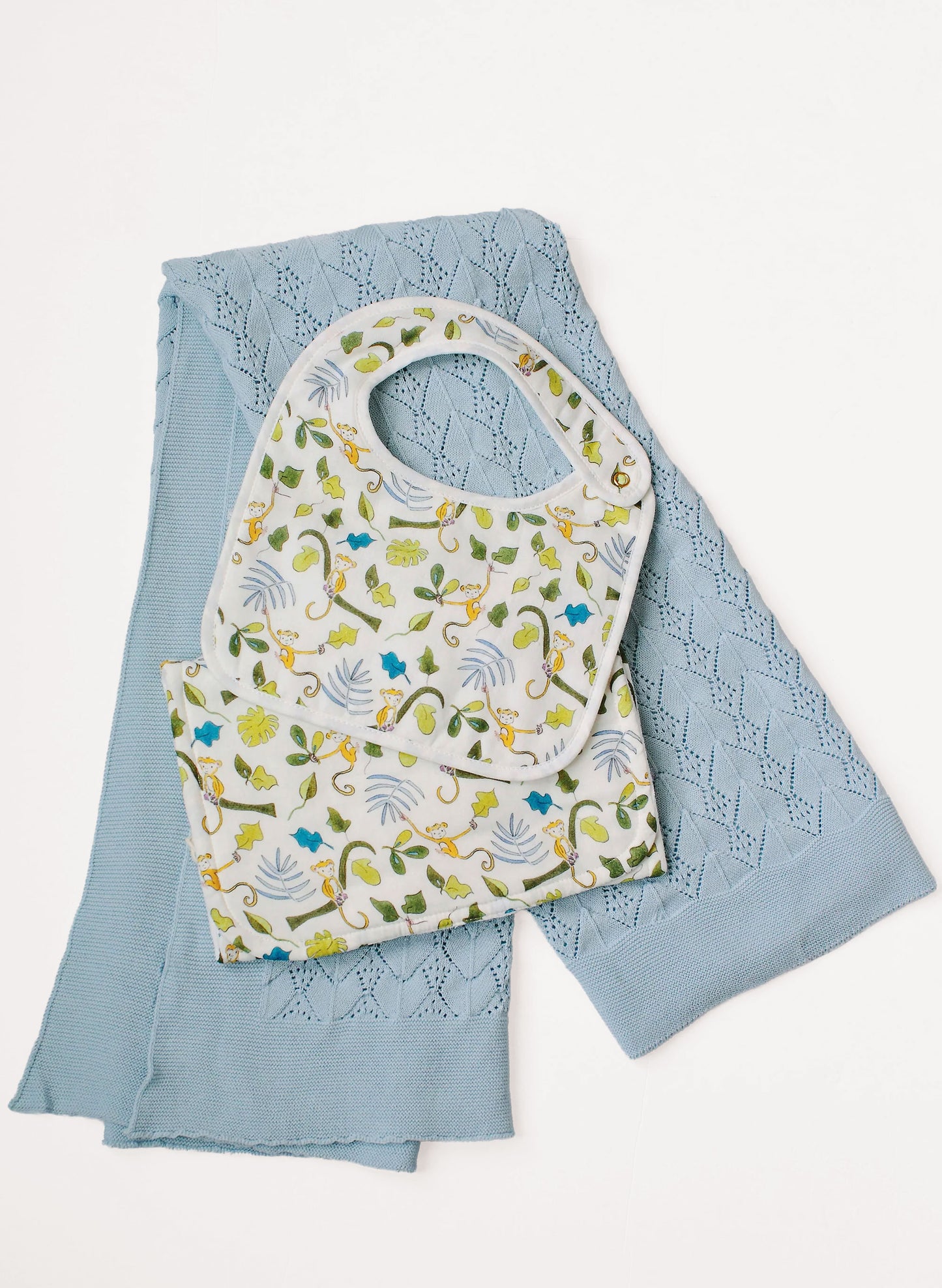 Happy Monkey Bib, Burp and Blanket Gift Set
