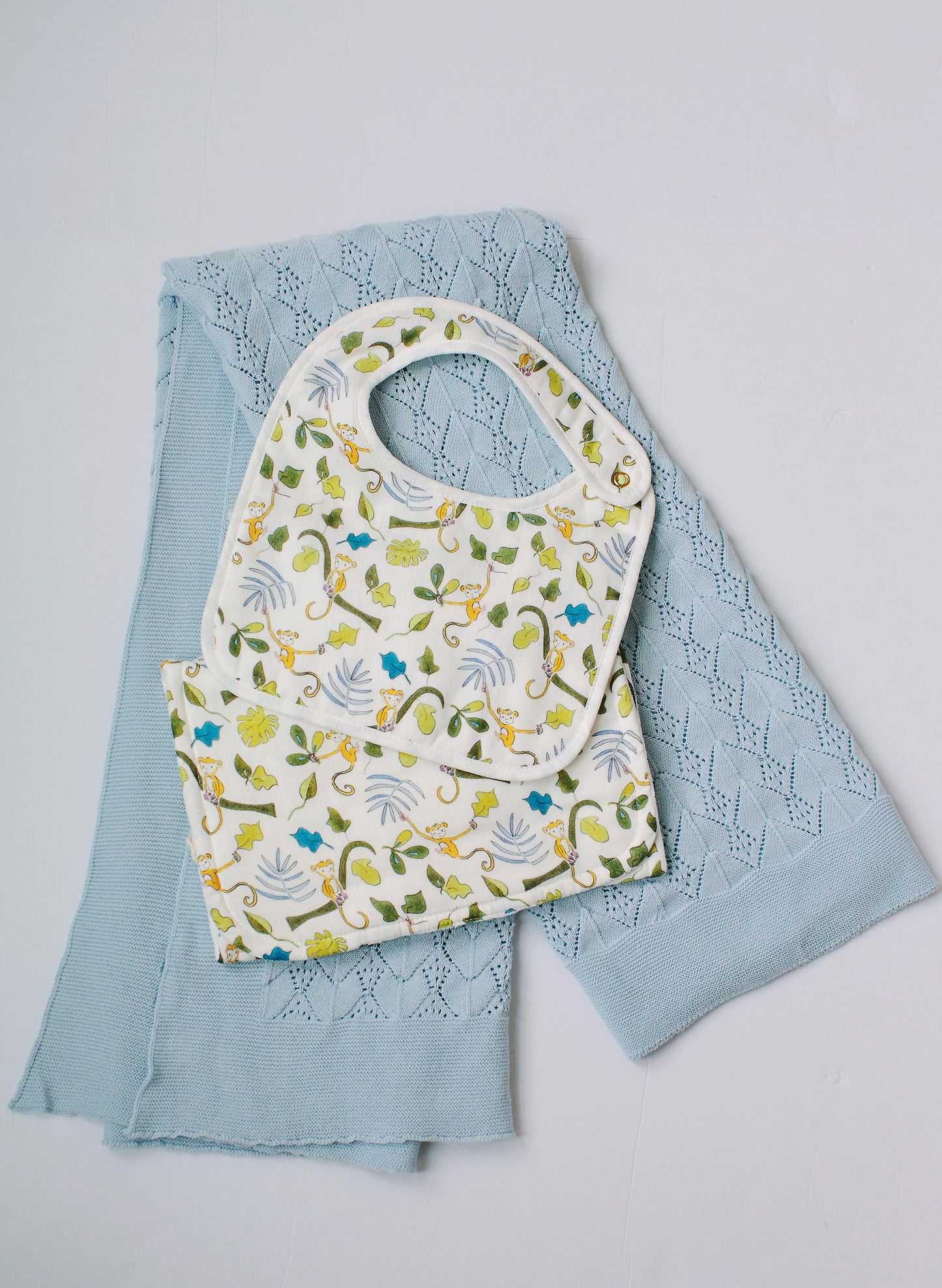 Happy Monkey Bib, Burp and Blanket Gift Set