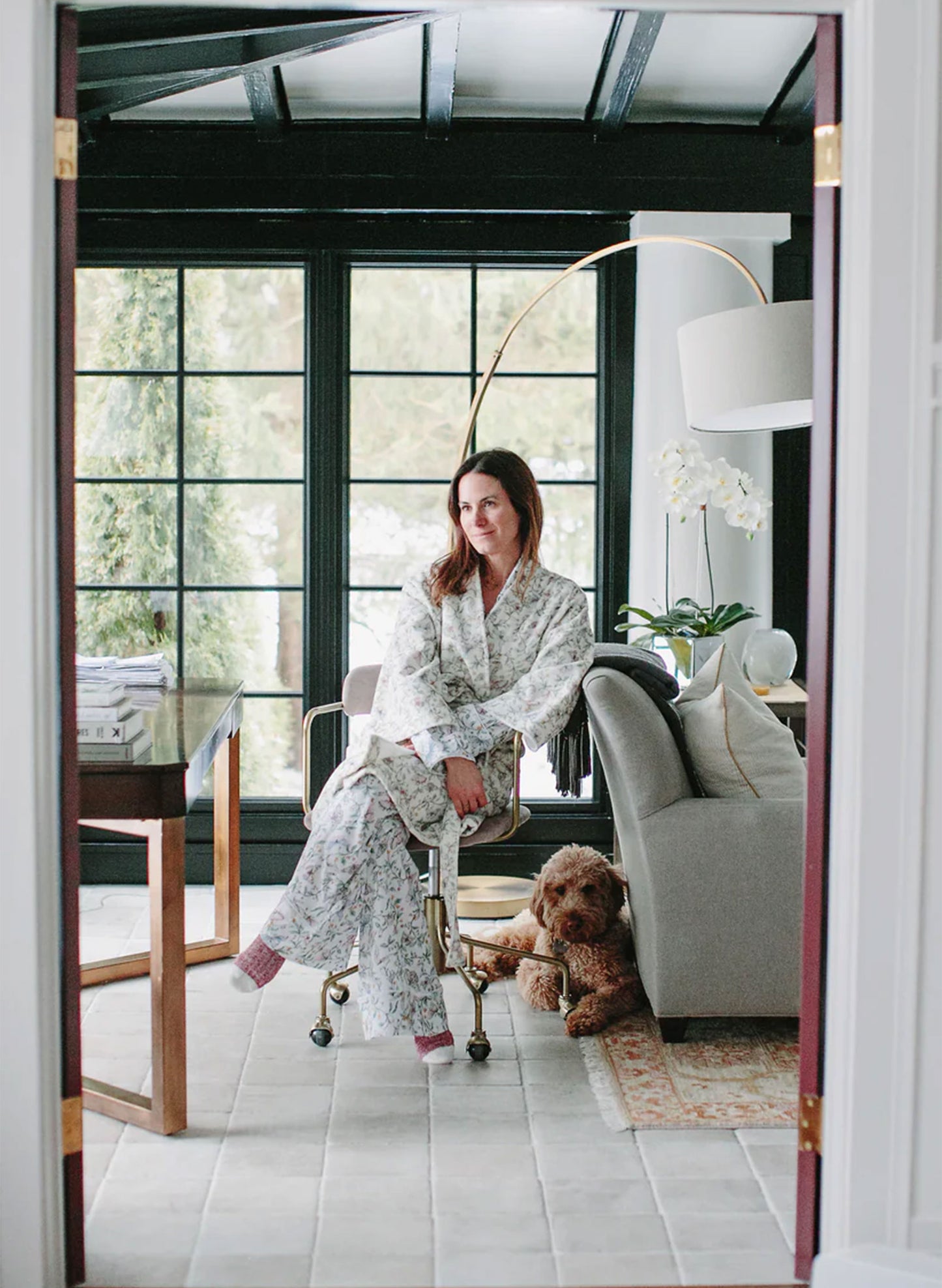 Women's Dahlia Organic Bathrobe - Botanical Whisper