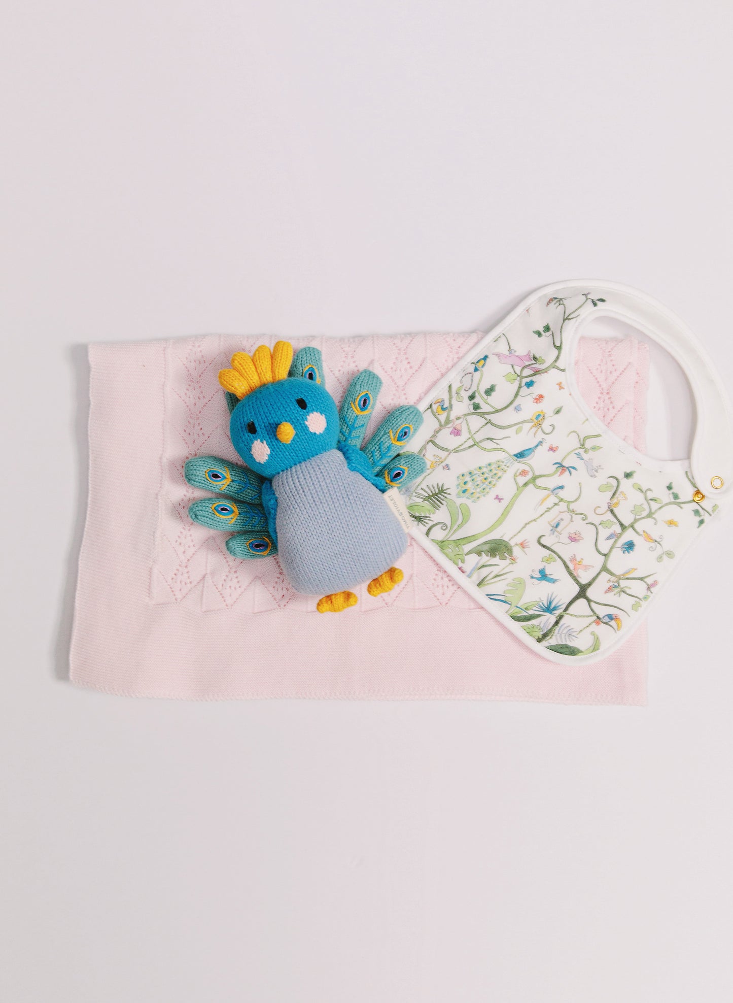 Tuckling Gift Set with Baby Bib, Violet the Peacock and Wonder Blanket