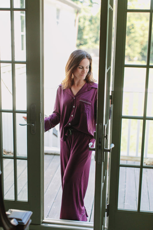 Women's Parker Pajama Set - Aubergine / Olive
