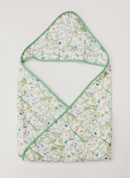 Children's organic cotton hooded bath towel, Tropical Garden