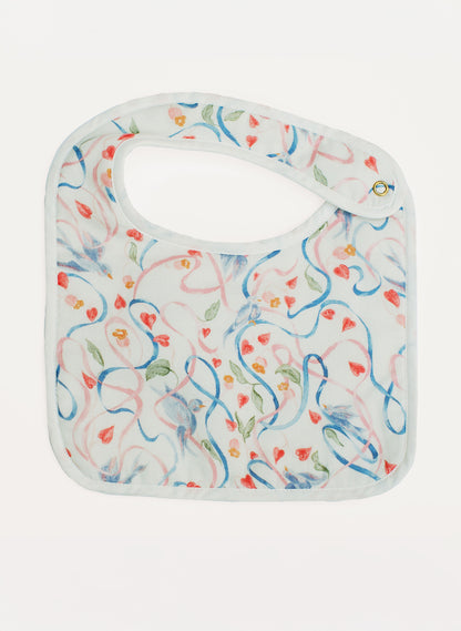 Organic cotton bib and burp cloth set, Songbird