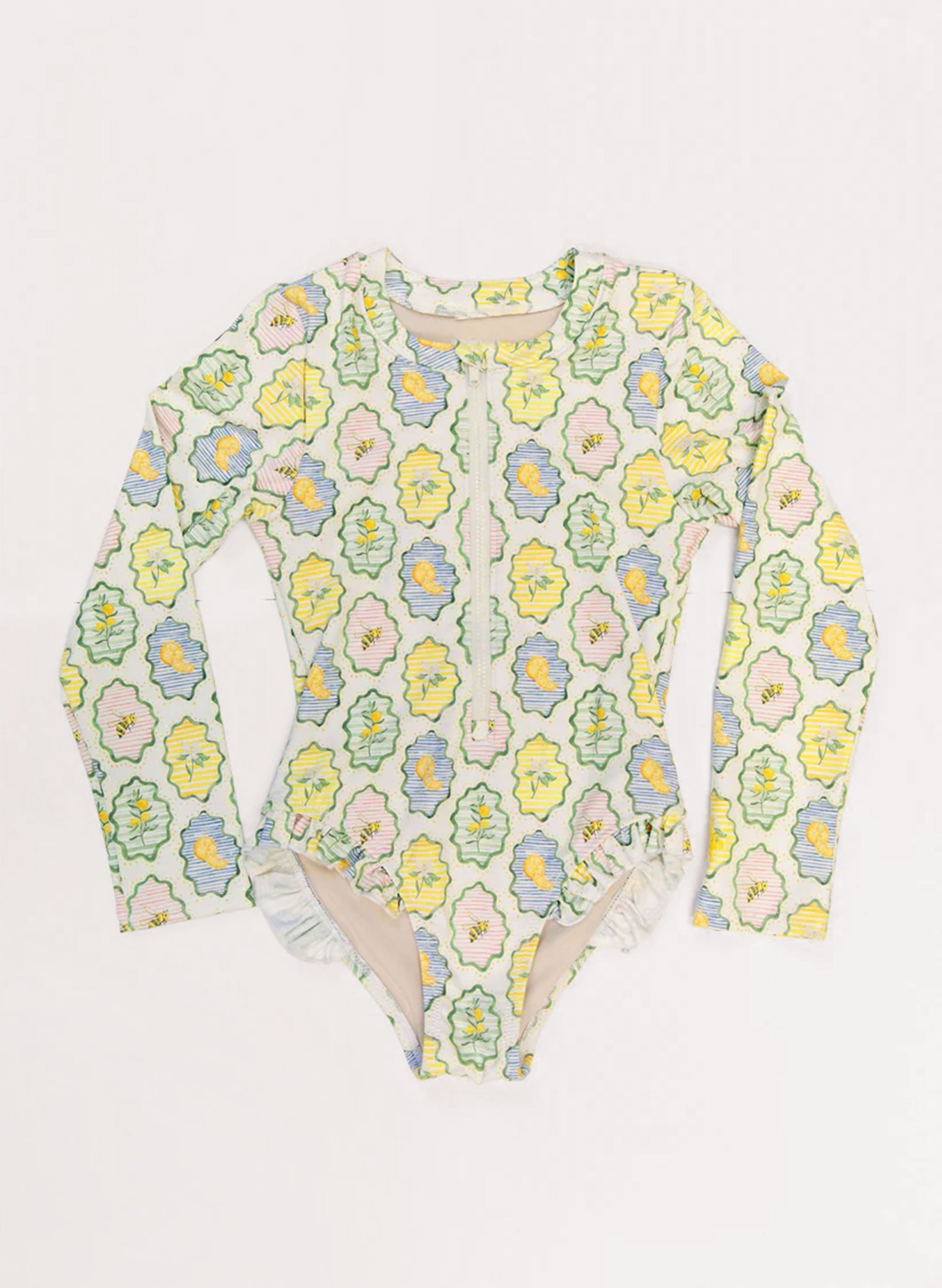 Girls UPF 50+ Long Sleeve Rashguard Swimsuit | Timo & Violet